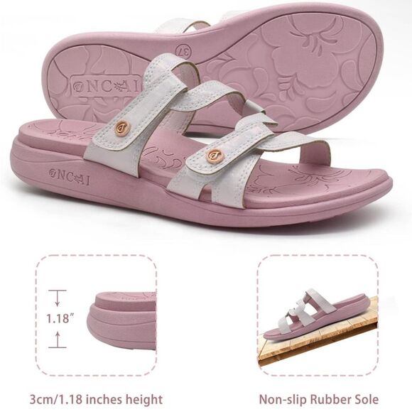 ONCAI Sandals Adjustable Soft Cushion Thick Soles women’s Sz 9 US /40 EU Pink - Picture 1 of 16